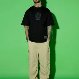 Bewakoof Jet Black Cotton Relaxed Fit Printed T-Shirt image 5