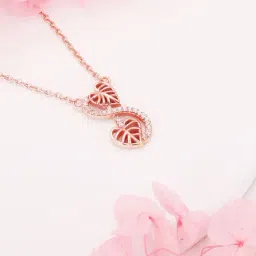 GIVA Love is Everywhere 92.5 Sterling Silver Intertwined Leaves Rose Gold Necklace-image-92