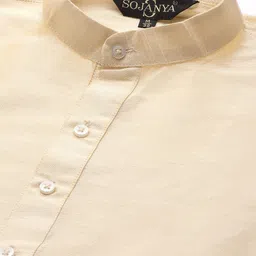 SOJANYA Men Gold-Toned Embroidered Mirror Work Kurta with Churidar image 3