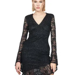 Cover Story Black Self Design Bodycon Dress-image-40