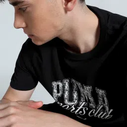 Puma Black Cotton Regular Fit Logo Printed T-Shirt image 5