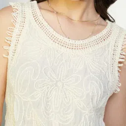 showoffff Showoff Cream Regular Fit Embroidered Tops image 5