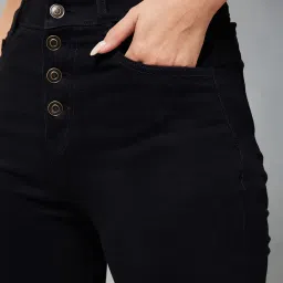 DOLCE CRUDO Black Relaxed Fit High Rise Jeans image 5