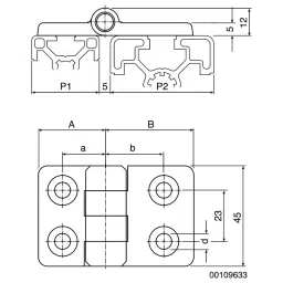 Bosch Rexroth Die Cast Aluminium Door Hinge, 6 mm Slot, 45 mm Strut Profile, 3842544531 image 5