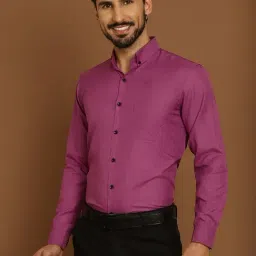 Indian Needle Purple Cotton Regular Fit Shirt-image-7