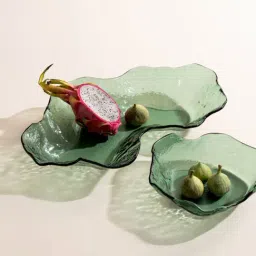 Muun Home Teal Glass Textured Lava Glass Bowl (Small) image 2