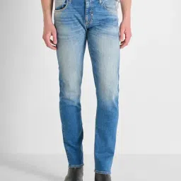 Antony Morato Blue Cotton Blend Comfort Fit Solid Jeans-picture-13