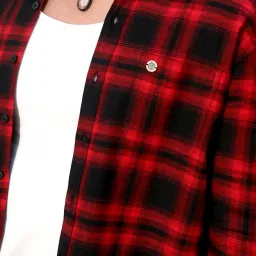 Campus Sutra Red & Black Cotton Regular Fit Checks Shirt image 5