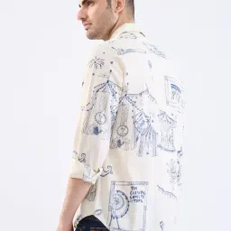 Spykar Off White Cotton Regular Fit Graphic Print Shirt image 2