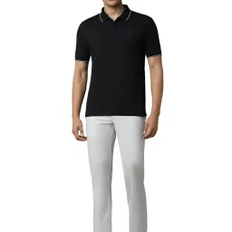 Louis Philippe Black Cotton Regular Fit Polo T-Shirt image 5