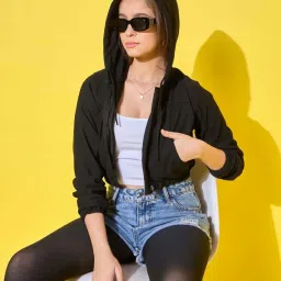 BUYNEWTREND Black Cotton Solid Jacket image 5