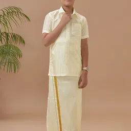 Ramraj Boys Spread Collar Shirt With Veshti image 2
