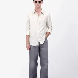 Rare Rabbit Beige Cotton Regular Fit Striped Shirt image 4