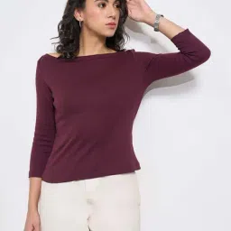Honey By Pantaloons Wine Slim Fit Top image 4