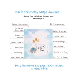 Doodle Collection Baby Journal Record Journey From Birth To Age 5 Blue image 3