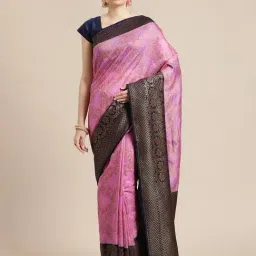 Banarasi Silk Works Pink Woven Saree with Blouse-image-4