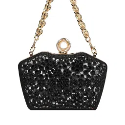Rocia Black Embellished Small Box Clutch image 5