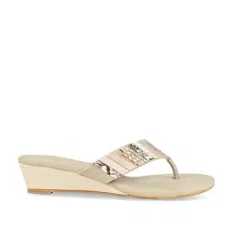 Rocia by Regal Women's Beige Thong Wedges-picture-17