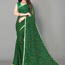 Satrani Green Printed Saree With Unstitched Blouse-image-59
