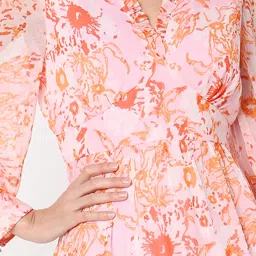 Vero Moda Orange Printed Fit & Flare Dress image 5