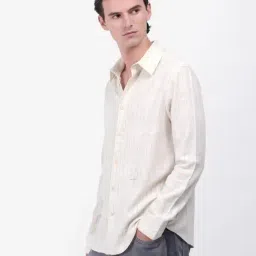 Rare Rabbit Beige Cotton Regular Fit Striped Shirt image 3