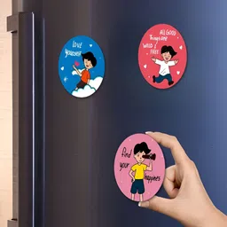 Phirki Studio Set Of 3 Red Blue Wooden Decorative Magnets image 4