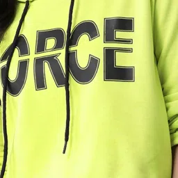 KASSUALLY Green Cotton Graphic Print Hoodie image 5