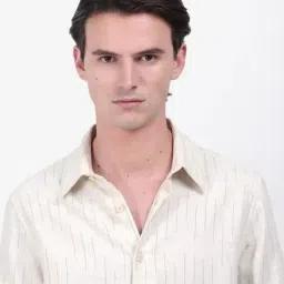 Rare Rabbit Beige Cotton Regular Fit Striped Shirt image 5