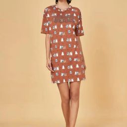 Dreamz by Pantaloons Brown Cotton Printed Sleep Tee-picture-16