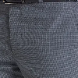 Park Avenue Grey Regular Fit Houndstooth Trousers image 5