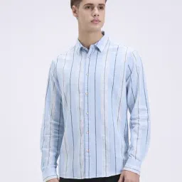 Pepe Jeans Blue Pure Cotton Regular Fit Striped Shirt-image-39