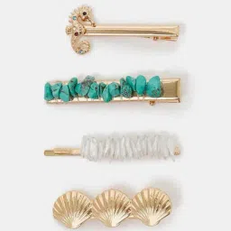 Accessorize London Multicolored Embellished Snap Hair Clips - Pack of 4-image-62