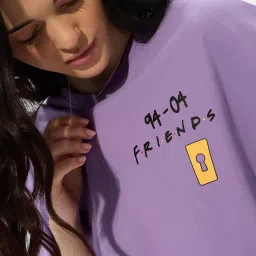 The Souled Store Lavender Loose fit Cotton Print T-shirts image 5