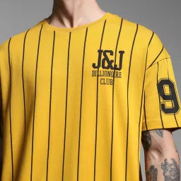 Jack & Jones Yellow Cotton Oversized Print T-Shirt image 4