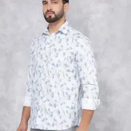Crimsoune Club Blue Cotton Slim Fit Printed Shirt-picture-18