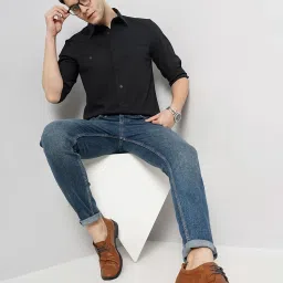celio celio* Black Regular Fit Cotton Shirt image 5