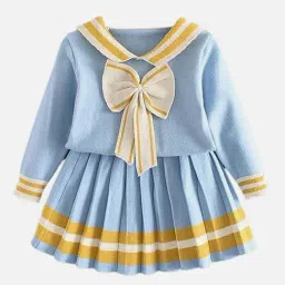 Little Surprise Box Girls Blue Color Block Full Sleeves Clothing Sets-image-63