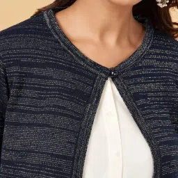 YU by Pantaloons Navy Self Pattern Shrug image 5