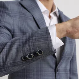 Peter England Grey Slim Fit Checks Blazer image 5