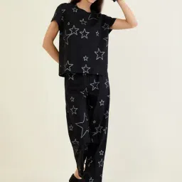 Sweet Dreams Black Cotton Printed Pyjama Set image 4