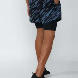 Van Heusen Flex Black & Blue Regular Fit Printed Shorts image 2