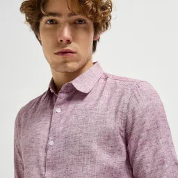 THE BEAR HOUSE Maroon Polyester Slim fit Self Design Shirts image 5