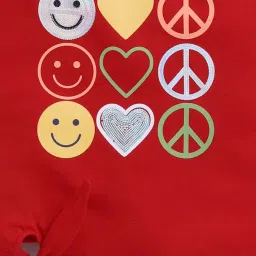 ANNIE Girls Red & White Cotton Printed Top & Short sets image 5