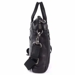 KOMPANERO Aaron Black Leather Solid Messenger Bag image 5