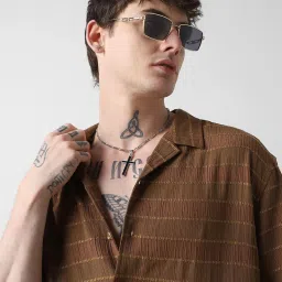 Vastrado Brown Relaxed Fit Texture Shirt image 5