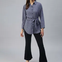 showoffff SHOWOFF Blue Floral Printed Shirt image 5