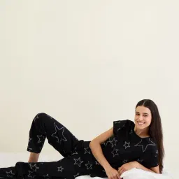 Sweet Dreams Black Cotton Printed Pyjama Set image 5