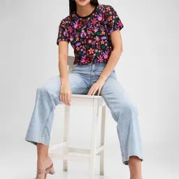 Spykar Multicolor Printed Crop T-Shirt image 4