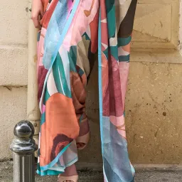 Saree Mall Multi Printed Sarees With Unstitched Blouse image 5