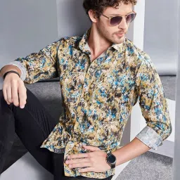 Almaty Multicolored Cotton Slim Fit Printed Shirt image 5